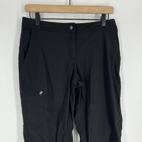 LL Bean Pants Size 4 Women Black Water Repellent Comfort Trail Straight Cargo - Picture 2 of 9